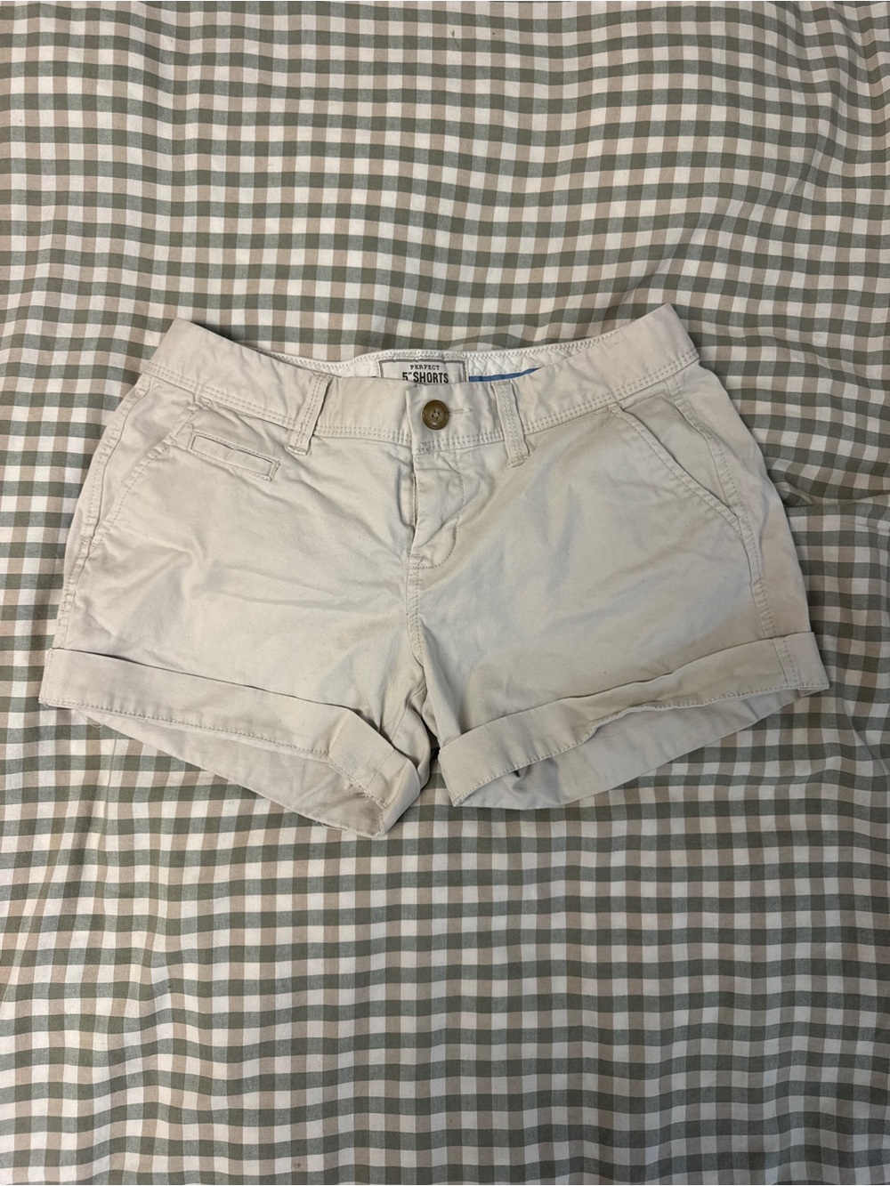 Old Navy Light Beige Roll-Cuff Cotton Shorts